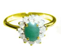 1.14ct Smeraldo e Diamante Anello IN 14K Oro Giallo