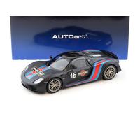 Autoart 77929 - 1/18 Porsche 918 Spyder Weissach Package - Nero Opaco / Martini