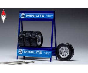 1/18 IXO CAVALLETTO SUPPORTO 4X PNEUMATICI MINILITE - METAL RACK WITH 4X TYRES 2