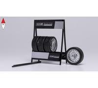 1/18 IXO CAVALLETTO SUPPORTO 4X PNEUMATICI OZ RACING - METAL RACK WITH 4X TYRES