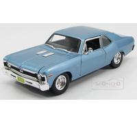 1:18 Maisto Chevrolet Nova Ss Coupe 2-Door 1970 Light Blue MI31132LB Modellino