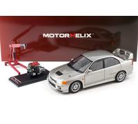 1:18 MOTORHELIX Mitsubishi Lancer Evo 4 IV Steel Argento 1999 Con Motore M84001