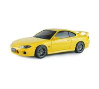 Solido - Nissan Silvia S15 Spec R Aero 1999 1:18 Works Lightning Edition - Modellino auto die-cast da collezione in metallo giallo, con base in plastica, scatola finestra