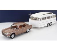 PEUGEOT 404 marron + caravane HENON 1/18