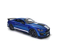 1 18 Per Ford Shelby Blue Gt500 Modello auto d'epoca Simulazione lega Cast Tirare indietro Auto giocattolo con luce per regalo(Blue -A)