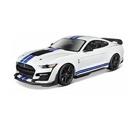 1 18 Per Ford Shelby Blue Gt500 Modello auto d'epoca Simulazione lega Cast Tirare indietro Auto giocattolo con luce per regalo(White)