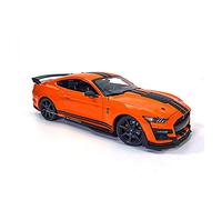 1 18 Per Ford Shelby Blue Gt500 Modello auto d'epoca Simulazione lega Cast Tirare indietro Auto giocattolo con luce per regalo(Arancia)