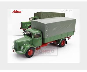 1:18 SCHUCO Mercedes Benz L3500 Truck Telonato 1950 Blue Grey 450050100