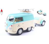1/18 Solido Volkswagen T1 Van Kool Combi With Trailer 1950 Light Blue White