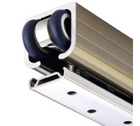 1/2/3/4/5/6 m Binario Kit per Porta Scorrevole con Rotella di Scorrimento Silenziosa/Guida a Pavimento, Kit Ferramenta Binario per Ante Scorrevoli, Montaggio a Soffitto(1.9m/6.2ft)