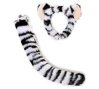 1/2/3/4 leopardi animali accessori per costume orecchie fascia coda papillon tutus gonna Halloween Cosplay Party puntelli costume adulto donne bambini bambino, E, Taglia unica
