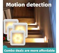 1/2/3/4 pezzi Luci per scale con sensore di movimento, lampade da parete decorative per interni, luce calda smart 6 LED con rilevamento del corpo umano, illuminazione per interni/esterni per vacanze, 