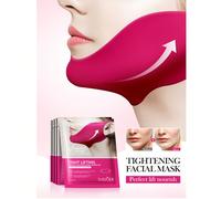 1/2/3/5/8/10/15/20 pezzi Maschera per il mento a forma di V per sollevamento e rassodamento, Cerotti idrogel per orecchie di colore rosso + blu + nero per sollevamento e rassodamento Rosso 5pz,Rosso 3