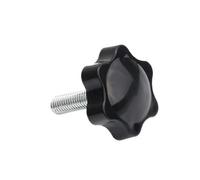 1/2/3/5/pcs M4 M5 M6 M8 M10 M12 Vite con manico in plastica Prugna Stringere a mano Nera a forma di stella Dadi serraggio Bachelite Manopola in acciaio al carbonio(40mm (3pcs),M6 (Head 25mm))