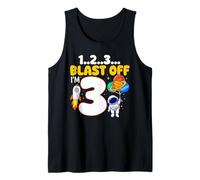 1 2 3 Blast off Im 3 Astronauta 3 ° Compleanno Ragazzo Festa Bambini Canotta