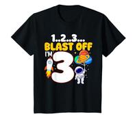 1 2 3 Blast off Im 3 Astronauta 3 ° Compleanno Ragazzo Festa Bambini Maglietta
