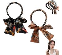 1/2/3 fasce per capelli in tessuto di raso, fasce per capelli con nastro, fascia regolabile per capelli alla moda, antiscivolo, annodate per donne e ragazze (2 pezzi misti A)