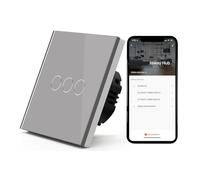1/2/3 Gang 1 Way Smart Switch Pulsanti LED singoli Live Pannello in vetro Funziona con interruttore touch Life(Grey 3 Gang)