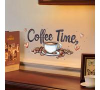 1/2/3 pezzi Adesivi murali in vinile "Tempo del caffè", tema marrone del caffè con tazze di caffè e motivi a chicchi, carta da parati impermeabile e autoadesiva per cucina, bar del caffè, sala da pran