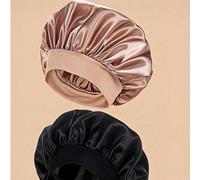 1/2/3 pezzi Cuffia da notte in seta, Cuffia da notte in raso, Cuffia da notte in seta con fascia elastica morbida, Copricapo in seta per capelli ricci (Nero & Oro) - Decorazione per casa e bagno, Cuff