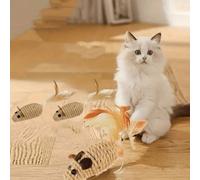 1/2/3 pezzi Giocattoli per gatti in corda di sisal e resistenti ai morsi, giocattoli a forma di topo con code di piume, giocattoli interattivi per gatti. Festa della mamma 2 pezzi,1pc,3pcsAnimale,Colo