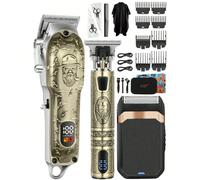 1/2/3 pezzi, Set premium di rifinitore e rasoio per capelli da uomo, Rifinitore senza fili, Rifinitore ricaricabile USB, Rifinitore per barba da uomo, Confezione elegante, Scelta per famiglia e barbie