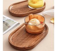 1/2/3 pezzi, Sottobicchieri multifunzionali in legno di acacia di alta qualità, vassoio in legno - con scanalature che non perdono acqua, perfetti per il pomeriggio del tè delle vacanze, ideali per cu