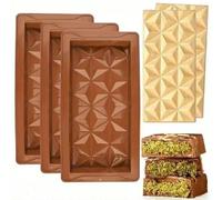 1/2/3 pezzi Stampo in silicone a forma di diamante 3D per cioccolato, stampo per dolci e caramelle, utensile da cucina per barrette di cioccolato di Dubai, caramelle gommose Tagli UnicaSilicone