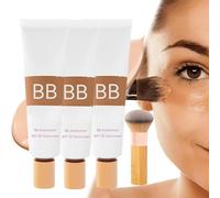 1/2/3Pcs BB Blur Tinted Moisturizer Spf 30, BB Tinted Moisturizer Spf 30, Bb Cream Tinted Moisturizer, Hydrates & Smooths Your Skin Creamy, Matte Moisturizer,Full Coverage,with Brush (3Pcs, One Size)