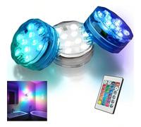 1/2/4/6/10 pezzi Luci LED impermeabili, luci subacquee a 16 colori con telecomando, adatte per acquario, vaso, vasca da bagno, vasca idromassaggio, Ognissanti, Natale, piscina e decorazione per feste 