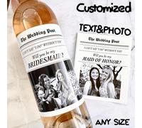 1/2/4/6/12 pezzi Etichette per vino per proposta di matrimonio con foto personalizzate - Impermeabili "Vuoi essere la mia damigella d'onore" Set regalo per addio al nubilato/festa per la sposa/cena di