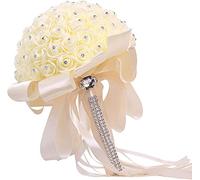 1/2/4/6 PC 10 pollici mazzi di fiori per matrimoni per bouquet di rose finte da damigella d'onore con la sposa composizioni floreali con diamanti e nastri morbidi per decorazioni per matrimoni