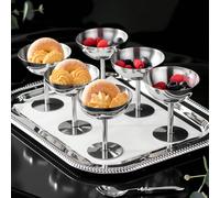 1/2/4/6 pezzi Coppette gelato in acciaio inossidabile, Ciotole per dolci, Vassoi rotondi con piedistallo per budino, Piatti per insalata, frutta, yogurt e spuntino per feste confezione da 6,confezione