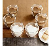 1/2/4/6 pezzi Tazze da caffè in vetro a doppia parete a forma di cuore con manico, 80ml/200ml Tazze isolate per espresso e tè, adatte per caffè, cappuccino, latte e tè, vetro riutilizzabile e resisten