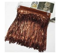 1/2/4 iarde 10/18 cm colorato paillettes nappa frangia pizzo danza spettacolo vestiti Tende tessuto accessori da cucito(14Coffee,10cm-4Yards)