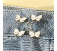 1/2/4 paia di fermagli per pantaloni con fibbia a farfalla, bottoni staccabili, spille, cinture, accessori, fermagli per pantaloni, cintura senza cuciture - BIANCO - 1 paio