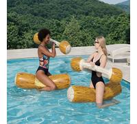 1/2/4 pezzi Bastoni gonfiabili per giostra sull'acqua, design effetto legno, con manico, in materiale PVC, adatti per giochi in acqua, piscina, spiaggia, feste, galleggianti gonfiabili per piscina, bo