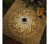 1/2/4 pezzi Luci solari a proiezione mandala, luci decorative in metallo impermeabili per recinzioni esterne, luci per giardino, cortile, pilastri, adatte per giardino, patio, decorazione di pilastri 