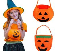 1/2/4 pezzi Sacchetto per caramelle a forma di zucca di Ognissanti adatto per bambini, dolcetto o scherzetto se non vengono date le caramelle, secchio portacaramelle a forma di zucca in tessuto non te