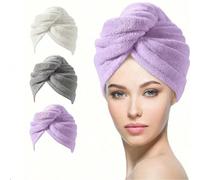 1/2/4 pezzi Set di turbanti in microfibra super assorbenti - Avvolgimento per capelli morbido e delicato ad asciugatura rapida, adatto per capelli spessi, lunghi e ricci - Pennello correttore neutro p