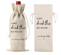1/2/5 pezzi Borse per bottiglie di vino per annuncio di gravidanza, borse in iuta con laccio per bottiglie di vino, regali per annuncio ai nonni, regali per nuovi genitori, "Non posso bere questo, ma 