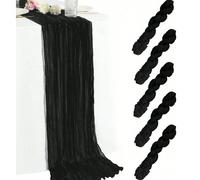 1/2/5 pezzi Mantello da tavola plissettato in poliestere nero, per decorazioni di feste di laurea, compleanni, matrimoni, accessori, vacanze, feste in casa, baby shower, addio al nubilato, banchetti, 