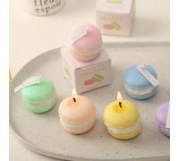 1/2/6 pezzi Candele profumate colorate a forma di macaron, adatte per la decorazione della casa, feste, decorazione del tavolo da pranzo e regali per le occasioni festive Bianco (Fresia di pera ingles