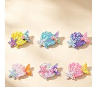 1/2/6 pezzi Fermagli per capelli a forma di stella, perla e coda di sirena, fermagli per capelli colorati fatti a mano con paillettes per uso quotidiano, feste e vacanze GraficoLega di ferro