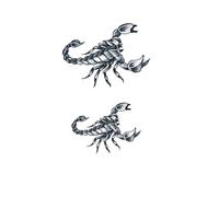 1/2 adesivi per tatuaggi temporanei a base di erbe a forma di scorpione, semipermanenti, antiriflesso, impermeabili, durano due settimane, tatuaggi finti(2pcs)