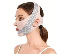 1/2 bendaggi dimagranti per il viso, linea a V, per lifting facciale, antirughe, massaggio facciale, riduttore per doppio mento, strumenti per la cura della pelle (rosa, 2 pezzi)