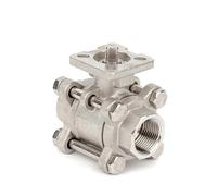 1/2" BSPT Female Thread 304 Stainless Steel High Platform Mid-Duty 3-Section Full Port Ball Valve