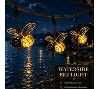 1/2 Confezioni di luci a molletta solari a forma di ape, lampade a sospensione IP44 impermeabili con api gialle carine e molle elastiche, accensione/spegnimento automatico dall'alba al tramonto, illum
