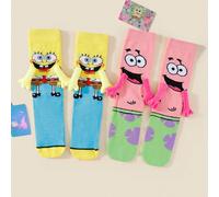 1/2 Coppia Di Nuovi Calzini Alla Caviglia Unici E Carini Con Magneti A Tema Spongebob, Stile Giapponese/Coreano Per Innamorati E Migliori Amici, Primavera/Autunno 39-42,36-39Tessuto