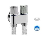 1/2" Double Switch Outlet Angle Valve - Stainless Steel or Alloy, Auto Water-Stop Design, Space-Saving Dual Control Valve for Toilet, Washer & Sink (Style#5)